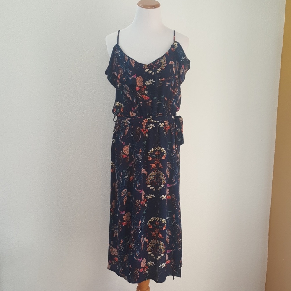 Floral cold shoulder dress